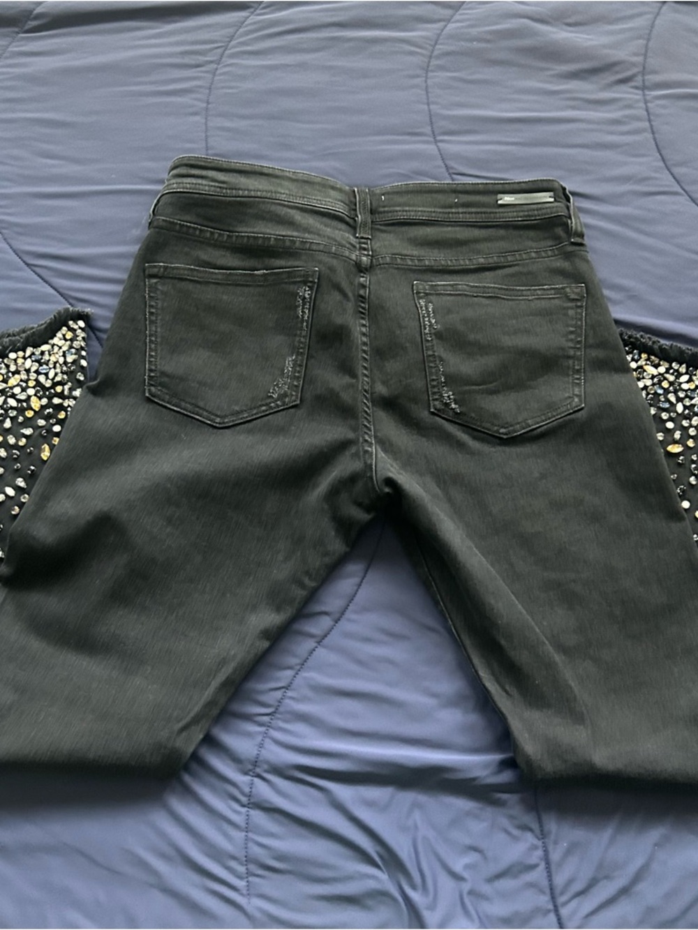Anthropologie Pilcro Embellished Mid-Rise Slim Straight Jeans in Black - Picture 11 of 12